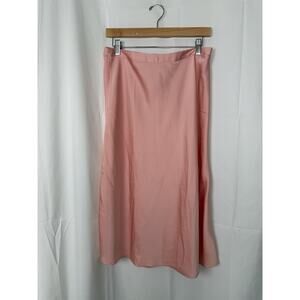 J.Crew Women's Pink Midi Slip Skirt Size M Elastic Waist Satin